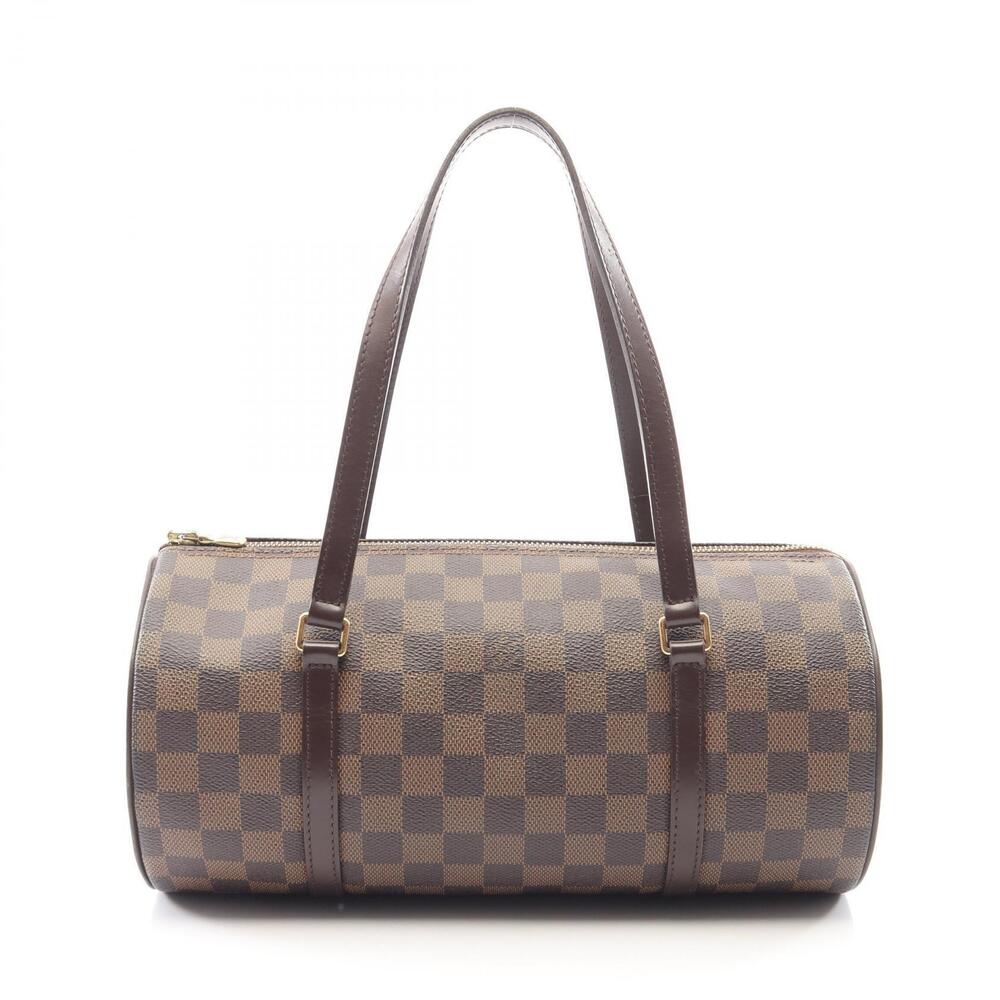 Louis Vuitton Papillon Damier Top Handle Bag Canvas Leather Ebene Brown